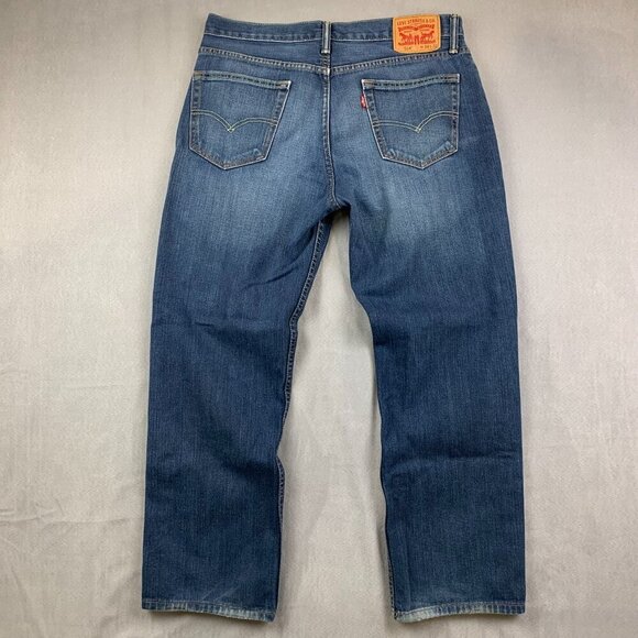 Levis Mens Pants 34 Blue Jeans 514 Straight Fit Medium Wash Strauss Denim 34x29 - Picture 8 of 11
